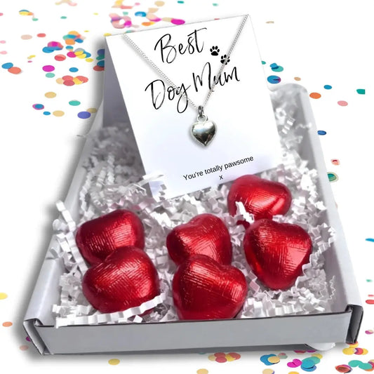 Best Dog Mum Mini Gift Hamper with Silver Heart Necklace Aye Do Gifts