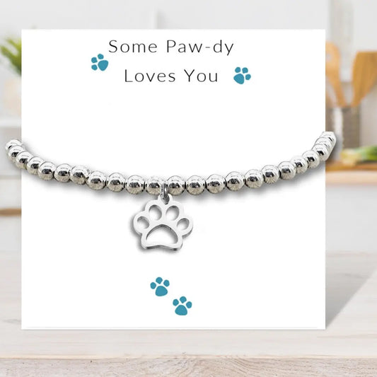 Some Paw-dy Loves You - Paw Print Bracelet & Gift Card Aye Do Gifts