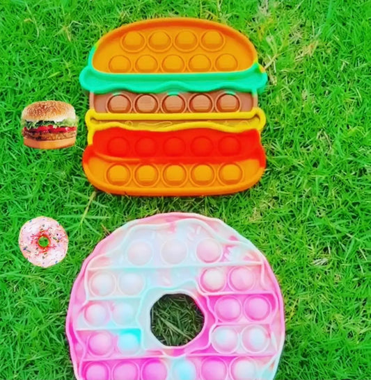 Jumbo Push Pop Fidget  Sensory -Hamburger & Donut collection PAWSOME PETS