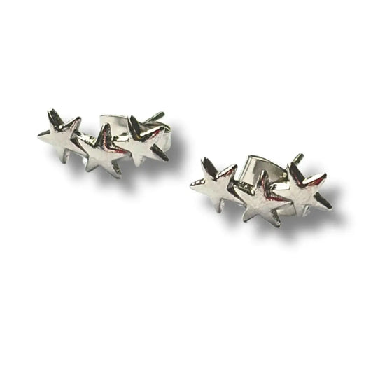 Triple Star Silver Stud Earrings Aye Do Gifts