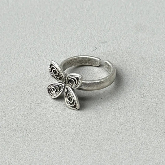4 Petal Flower Silver Ring My Store