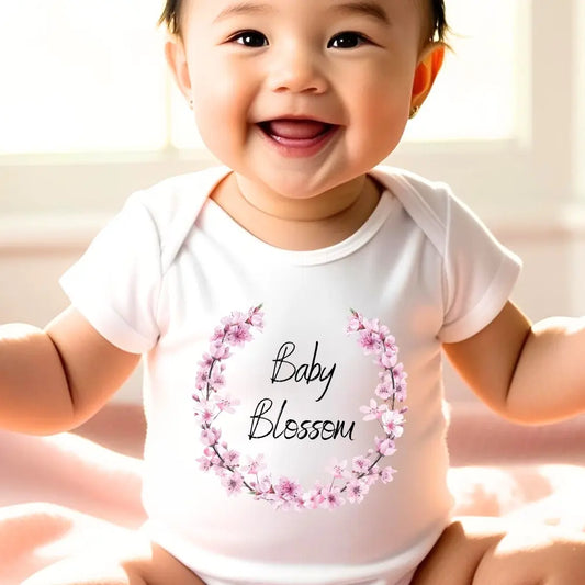 Personalised Pink Blossom Baby Outfit: Bib, Vest, Baby Grow Aye Do Gifts