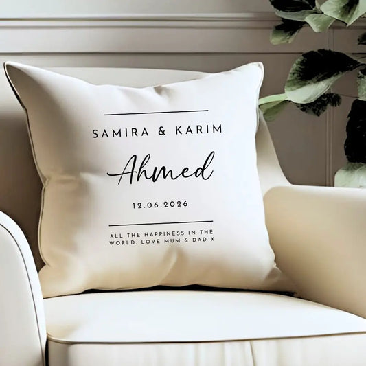 Personalised Neutral Wedding Cushion Aye Do Gifts