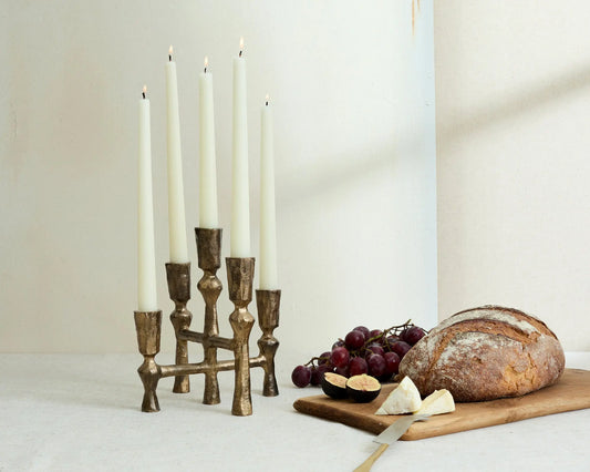 Anya Gold Candelabra – Rustic Antique 5-Arm Candlestick Holder What a Host