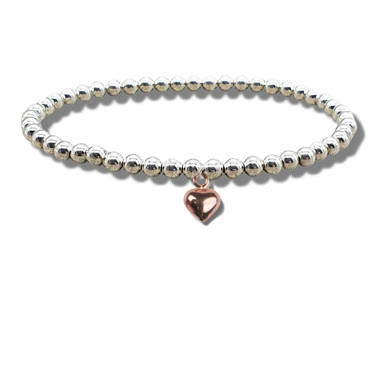 Mini Puff Heart Rose Gold Beaded Bracelet Aye Do Gifts