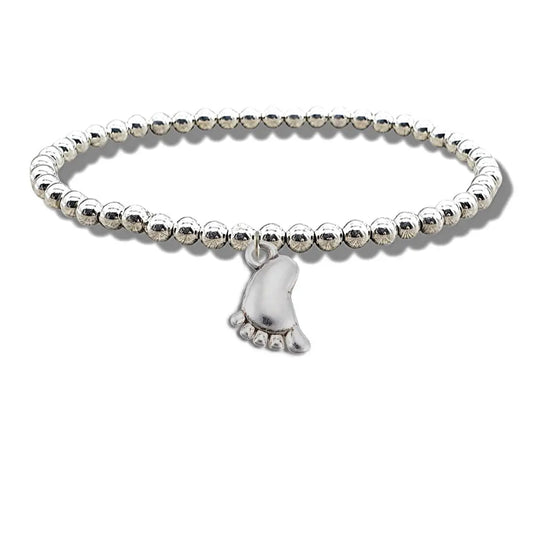Baby Foot Silver Beaded Bracelet Aye Do Gifts