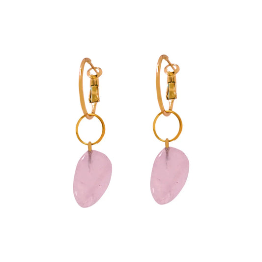 Rose Quartz Leverback hoop earrings | by Ifemi Jewels Ifemi Jewels