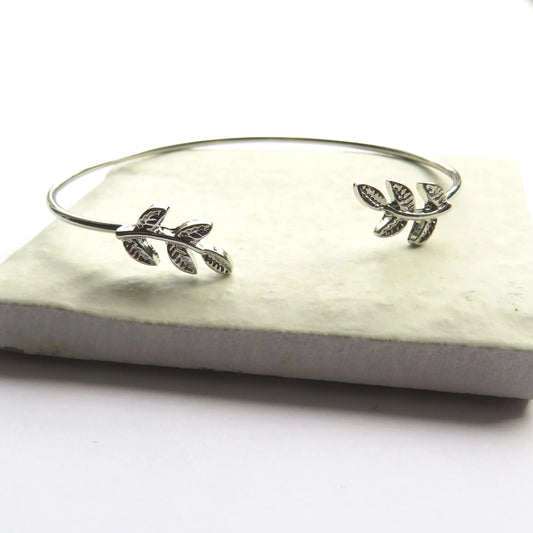 Silver Leaf Bangle Aye Do Gifts