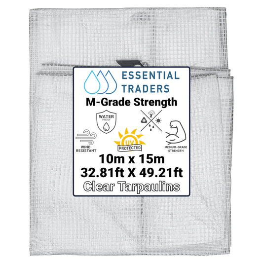 10m x 15m Clear Tarpaulins, M-Grade 100 GSM Costwise