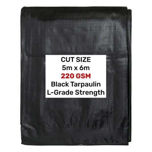 Black Silver L-Grade Tarpaulin 5m x 6m Heavy Duty Outdoor Sheet Waterproof Sheet AP Supplies