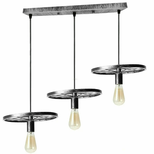 Brushed Silver Iron Wheel Chandelier Retro Industrial Style Chandelier~1516 LEDSone UK Ltd