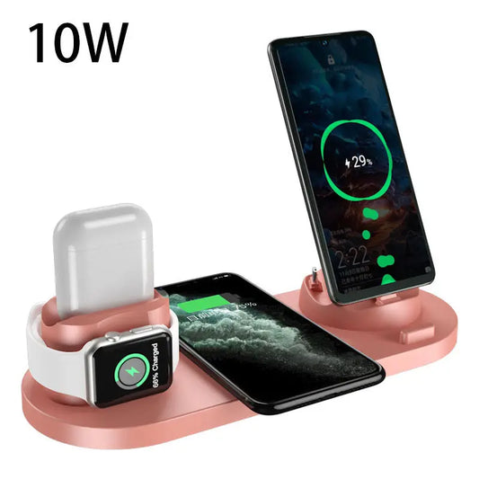 Wireless Charger For IPhone Fast Charger For Phone Fast Charging Pad For Phone Watch 6 In 1 Charging Dock Station Maiden-Art