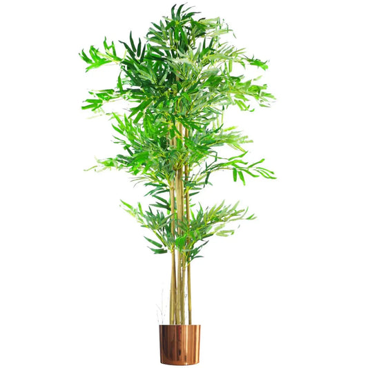Artificial Bamboo Tree Plant Copper Planter 150cm Leaf Design