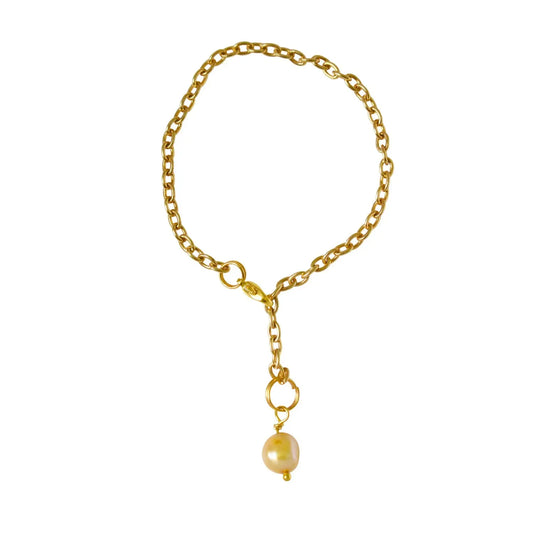 Gold freshwater pearl adjustable bracelet or anklet on gold plated chain | by Ifemi Jewels Ifemi Jewels