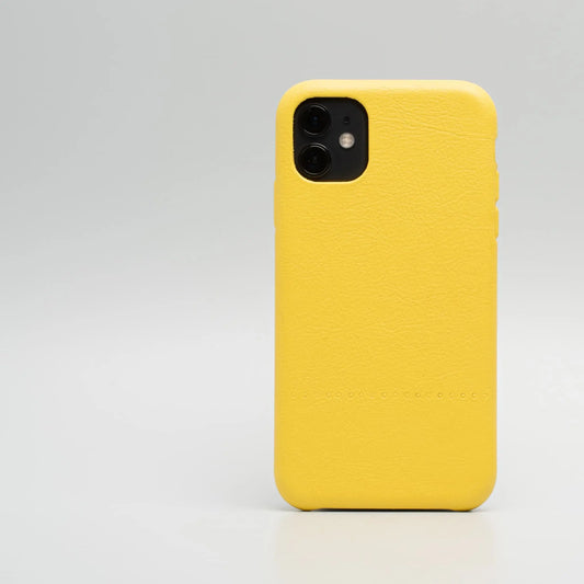 iPhone 11 Yellow leather case - Drops Geometric Goods
